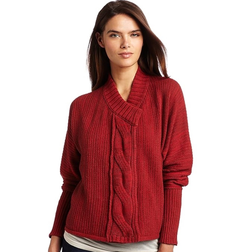 COPY - Calvin Klein Juniors Red Fit & Flare Cotton Knit Open Front Cardigan Swe…